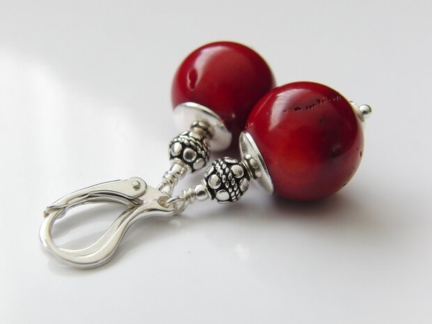 Edelstenen Oorbellen met Koraal