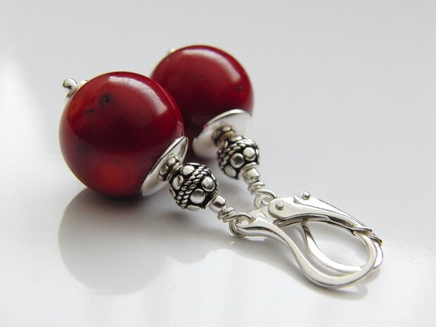 Edelstenen Oorbellen met Koraal