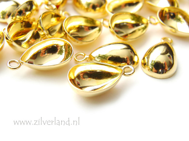 14mm Sterling Zilveren Hanger voor UV Hars/Resin of Swarovski Druppel- Verguld