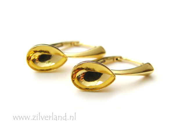 Sterling Zilveren Oorhaken voor UV Hars/Resin of 10mm Swarovski Druppel- Verguld