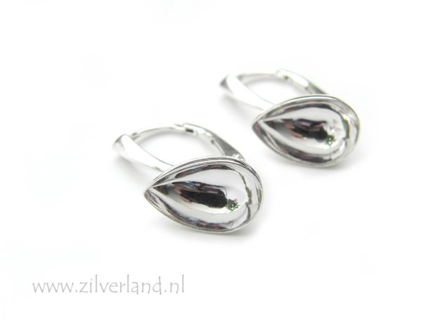Sterling Zilveren Oorhaken voor UV Hars/Resin of 14mm Swarovski Druppel