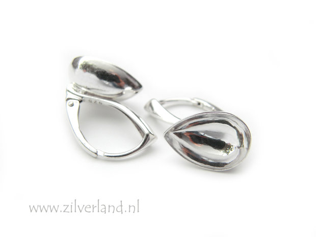 Sterling Zilveren Oorhaken voor UV Hars/Resin of 14mm Swarovski Druppel