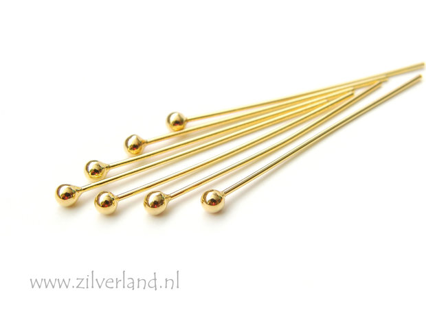 10 Stuks 0,80mm x 4,0cm Sterling Zilveren Nietstiften- Verguld