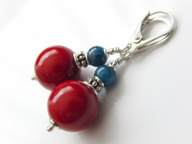 Edelstenen Oorbellen met Bloedkoraal en Apatiet