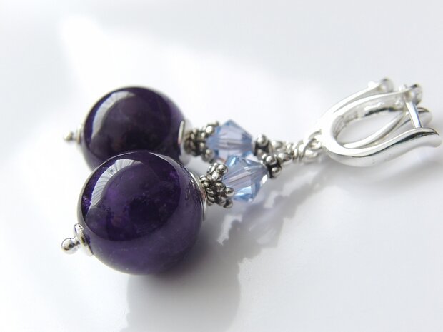 Edelstenen Oorbellen met Amethist en Swarovski 