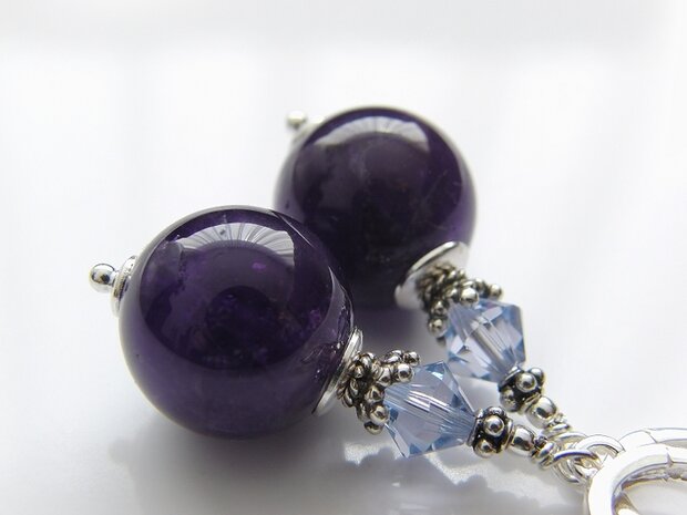 Edelstenen Oorbellen met Amethist en Swarovski 