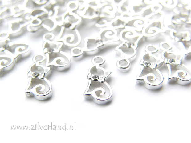 1 Stuk Sterling Zilveren Hangertje- Kat