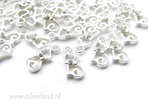 1 Stuk Sterling Zilveren Hangertje- Kat