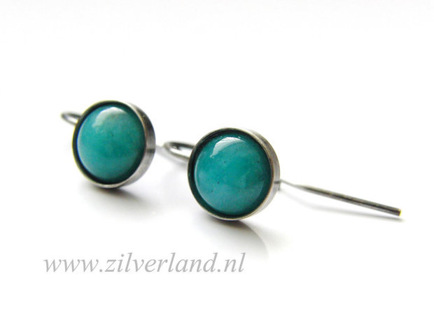 Zilveren Edelstenen Oorbellen met Amazoniet