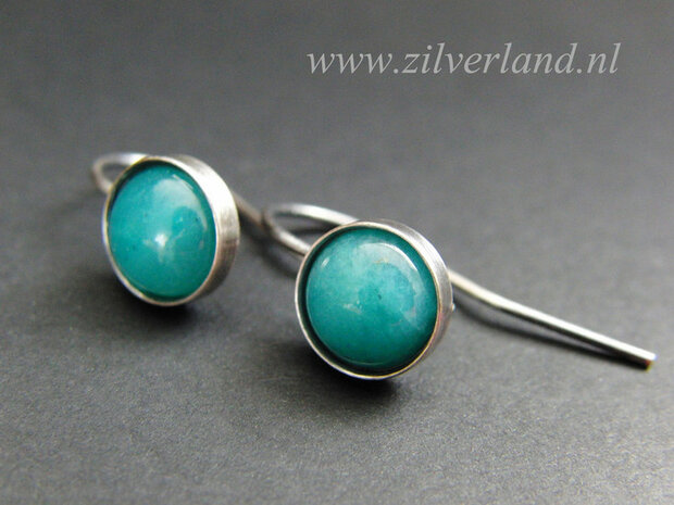 Zilveren Edelstenen Oorbellen met Amazoniet