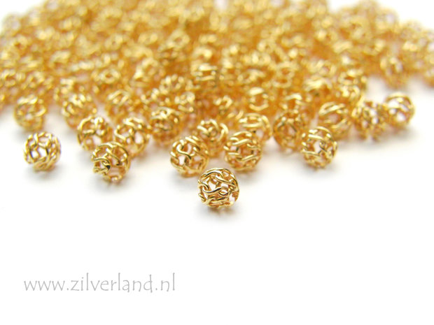  10 Stuks 4mm Sterling Zilveren Kralen- Verguld