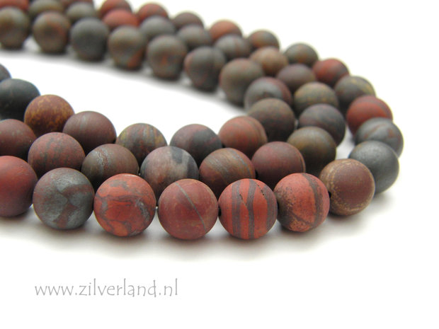 8mm Rode Tijgerijzer Edelsteen Kralen- Mat