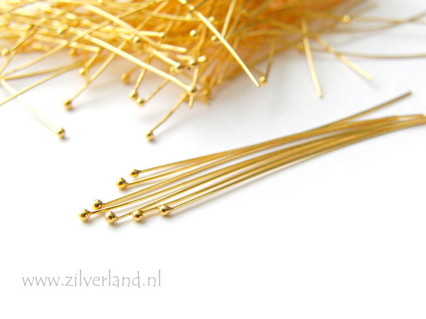 10 Stuks 0,5mm x 5,0cm Sterling Zilveren Nietstiften- Verguld