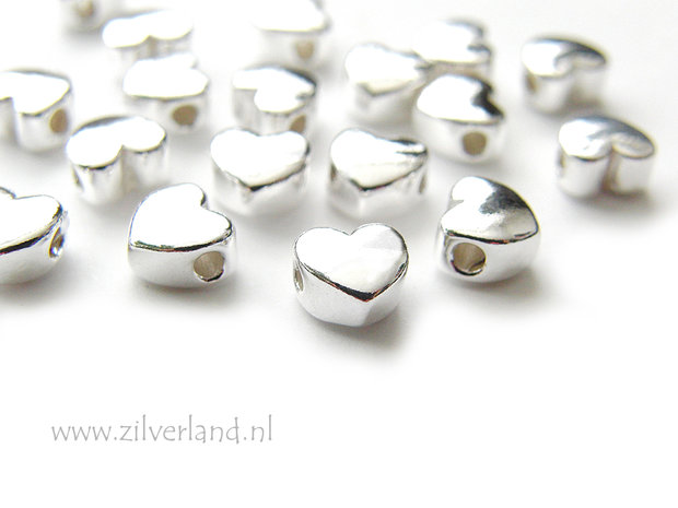 1 Stuk 7x6mm Sterling Zilveren Kraal- Hart