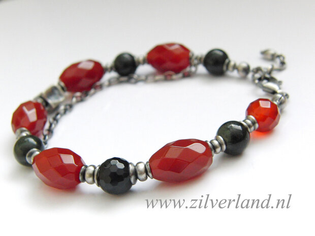 Edelstenen Armband met Carneool, Nefriet en Onyx