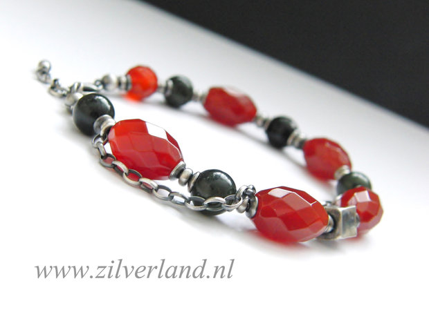 Edelstenen Armband met Carneool, Nefriet en Onyx