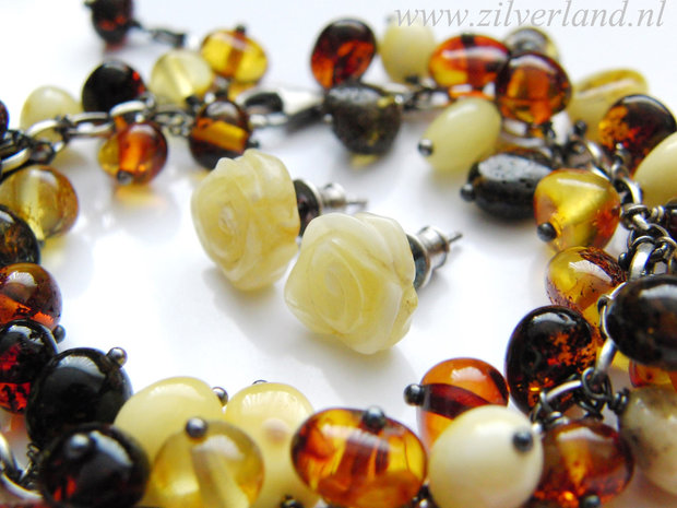 Gereserveerd- Zilveren Armband met Barnsteen