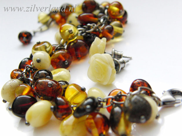 Gereserveerd- Zilveren Armband met Barnsteen