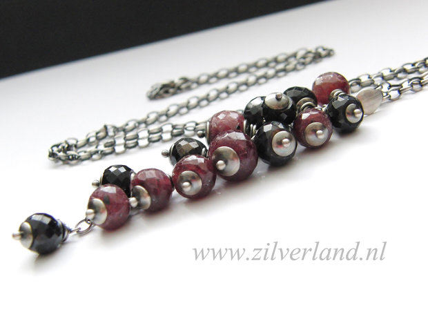 Edelstenen Hanger met Robijn en Saffier