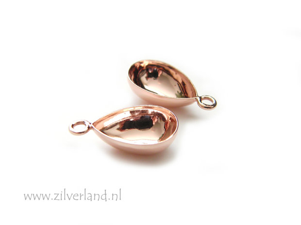 14mm Sterling Zilveren Hanger voor UV Hars/Resin of Swarovski Druppel- Rose Verguld