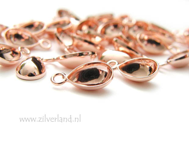 10mm Sterling Zilveren Hanger voor UV Hars/Resin of Swarovski Druppel- Rose Verguld