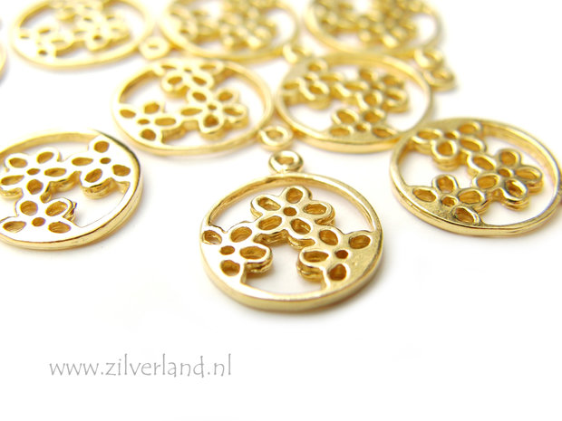Sterling Zilveren Hanger- Bloemetjes Verguld