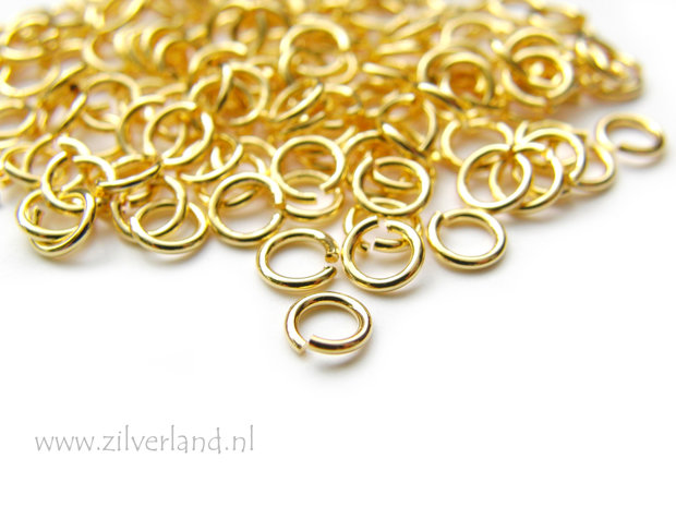 10 Stuks 0,80x4,60mm Sterling Zilveren Montageringen- Verguld