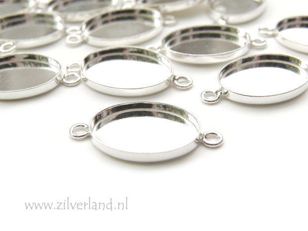 18x13mm Sterling Zilveren Connector voor UV Hars/Resin of Cabochons- Ovaal