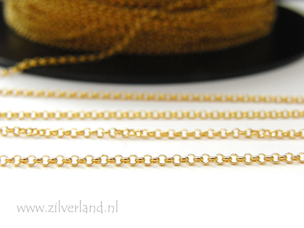 1 Meter Sterling Zilveren Jasseron- 1,50mm Rolo Verguld