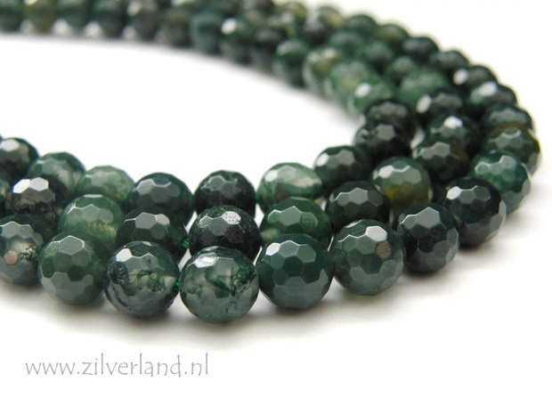  8mm Mosagaat Edelsteen Kralen- Facet