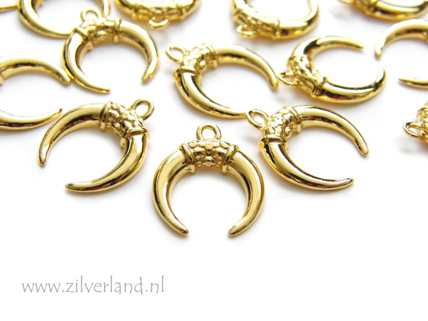 Sterling Zilveren Hanger- Maan met Versiering Verguld