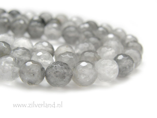 8mm Grijze Bergkristal Edelstenen Kralen- Facet
