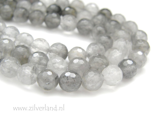 8mm Grijze Bergkristal Edelstenen Kralen- Facet