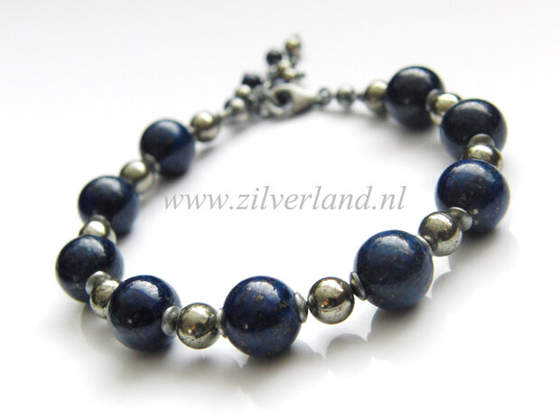 Edelstenen Armband met Lapis Lazuli en Pyriet