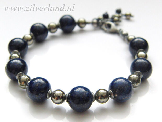Edelstenen Armband met Lapis Lazuli en Pyriet