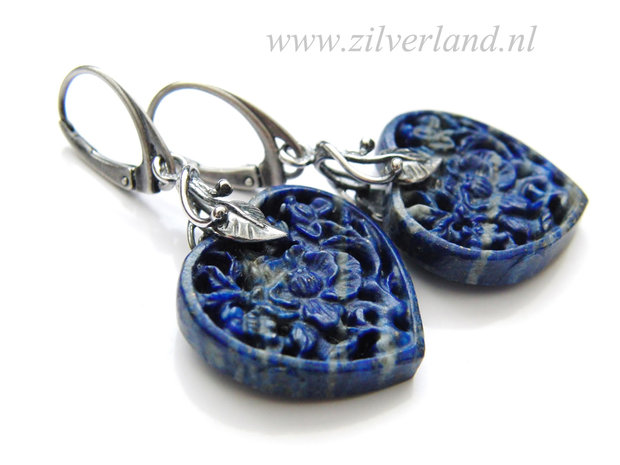 Handgemaakte Zilveren Oorbellen met Lapis Lazuli