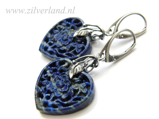 Handgemaakte Zilveren Oorbellen met Lapis Lazuli