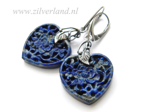 Handgemaakte Zilveren Oorbellen met Lapis Lazuli