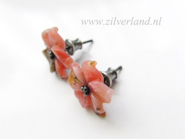 Handgemaakte Zilveren Oorstekers met Roze Opaal