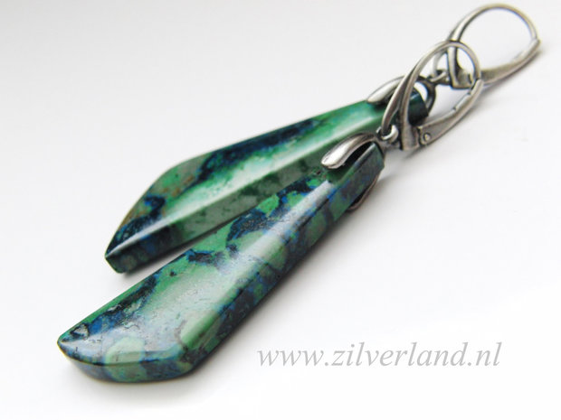 Edelstenen Zilveren Oorbellen met Chrysocolla