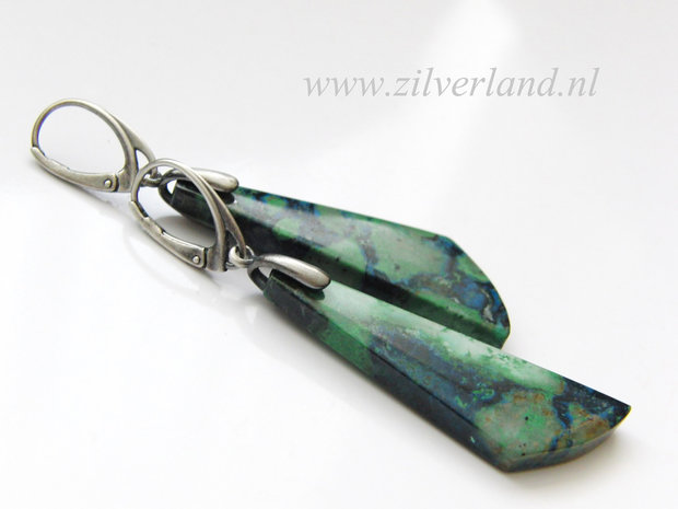 Edelstenen Zilveren Oorbellen met Chrysocolla