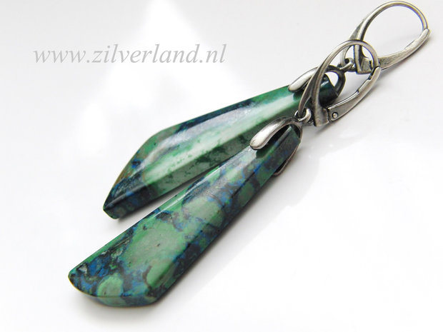 Edelstenen Zilveren Oorbellen met Chrysocolla