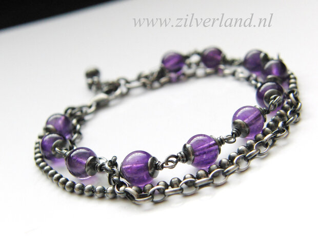 Sterling Zilveren Armband met Amethist