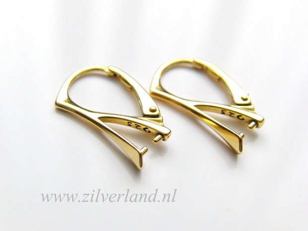 Sterling Zilveren Oorhaken met Klem- Verguld