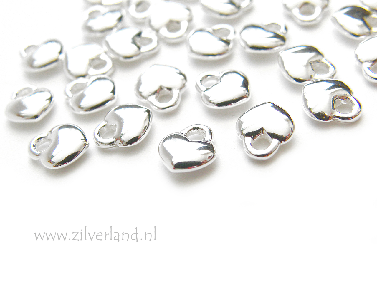1 Stuk Sterling Zilveren Bedel- Hartje Zilverland- Zilveren Sieraden Onderdelen & Edelstenen Kralen