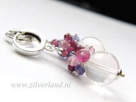 - Sterling Zilveren Oorbellen met Rozenkwarts Briolettes