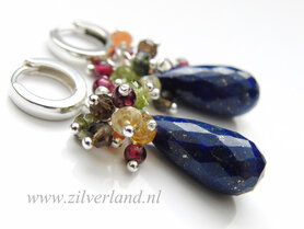 - Sterling Zilveren Oorbellen met Lapis Lazuli Briolettes