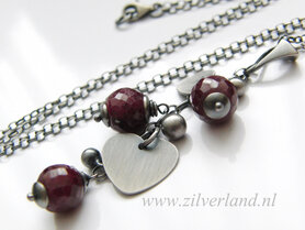 Sterling Zilveren Ketting met Robijn
