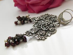 Zilveren Oorbellen met Edelstenen en Parels "Carmen"