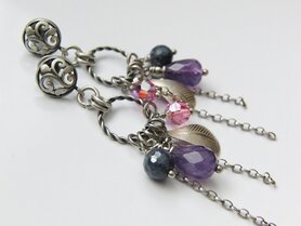 Edelstenen Oorbellen met Amethist en Saffier